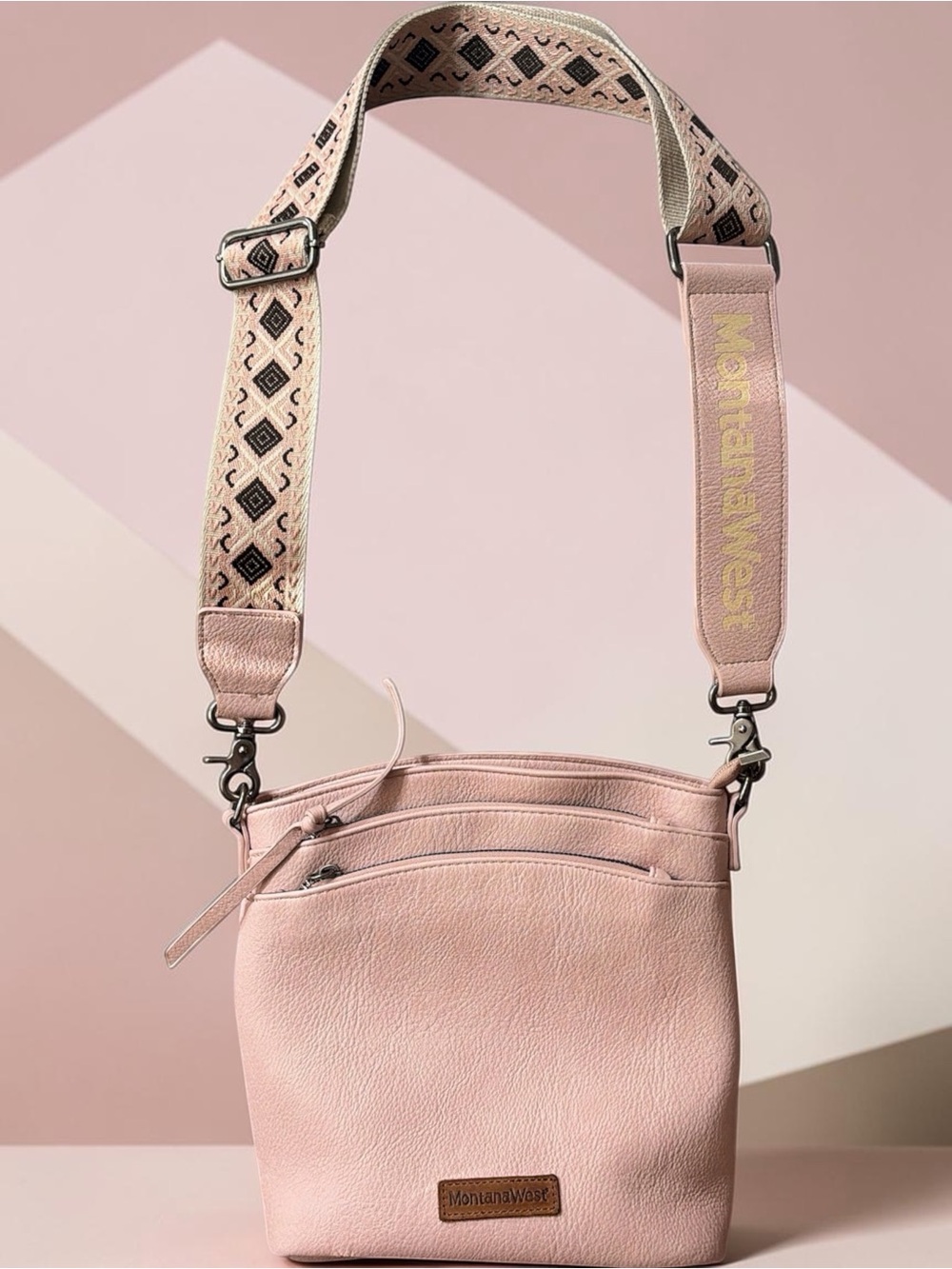 Montana West Blush Pink Crossbody with Patterned Removable Strap